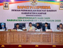 Pasca Penetapan Oleh KPU, DPRD Kampar Gelar Rapat Paripurna Umumkan Bupati/Wakil Bupati Kampar Terpilih